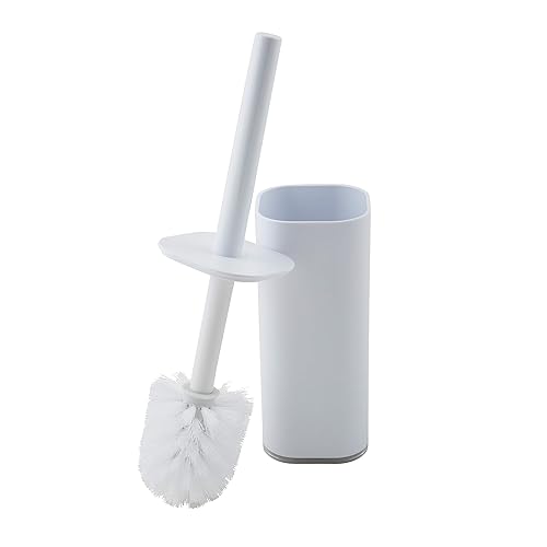 Bath Bliss Acrylic Bathroom Toilet Bowl Brush and Holder in White