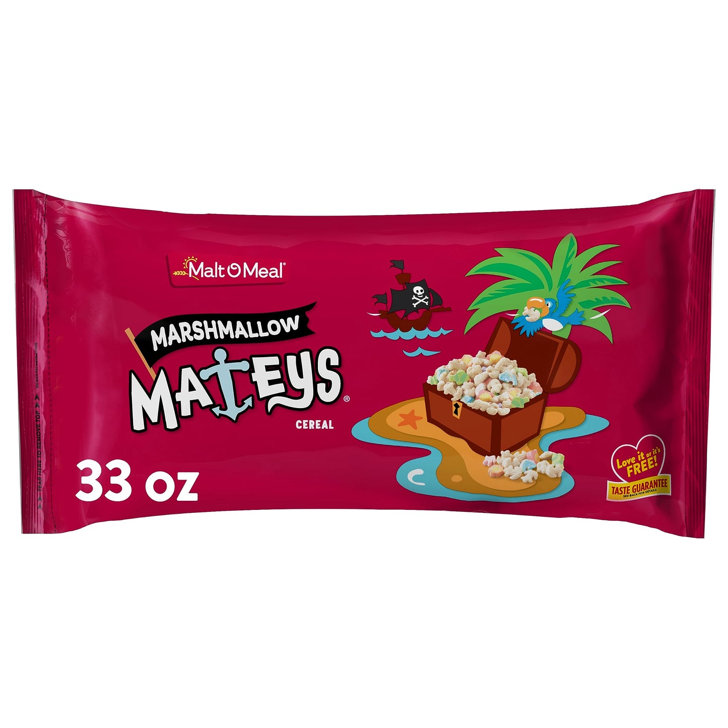 Malt-O-Meal Marshmallow Mateys Breakfast Cereal, Frosted Oats with Marshmallows, Family Size, 33 oz Resealable Bag