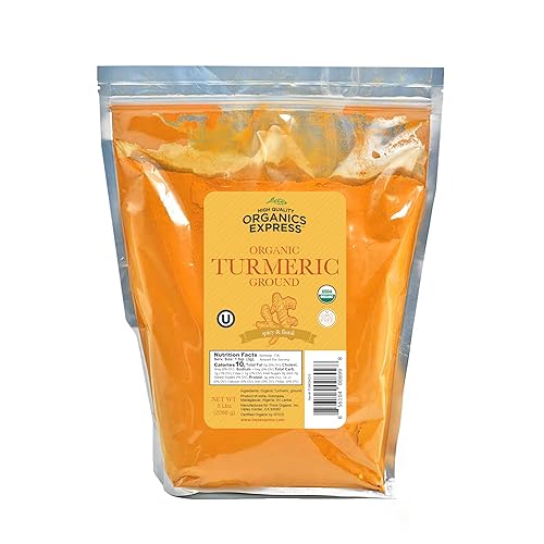 HQOExpress Bulk Organic Ground Turmeric Powder - 5 lb Value Bag (80 oz) USDA Organic | Non-GMO | Kosher | Sustainably Grown | Lab Tested | Legacy