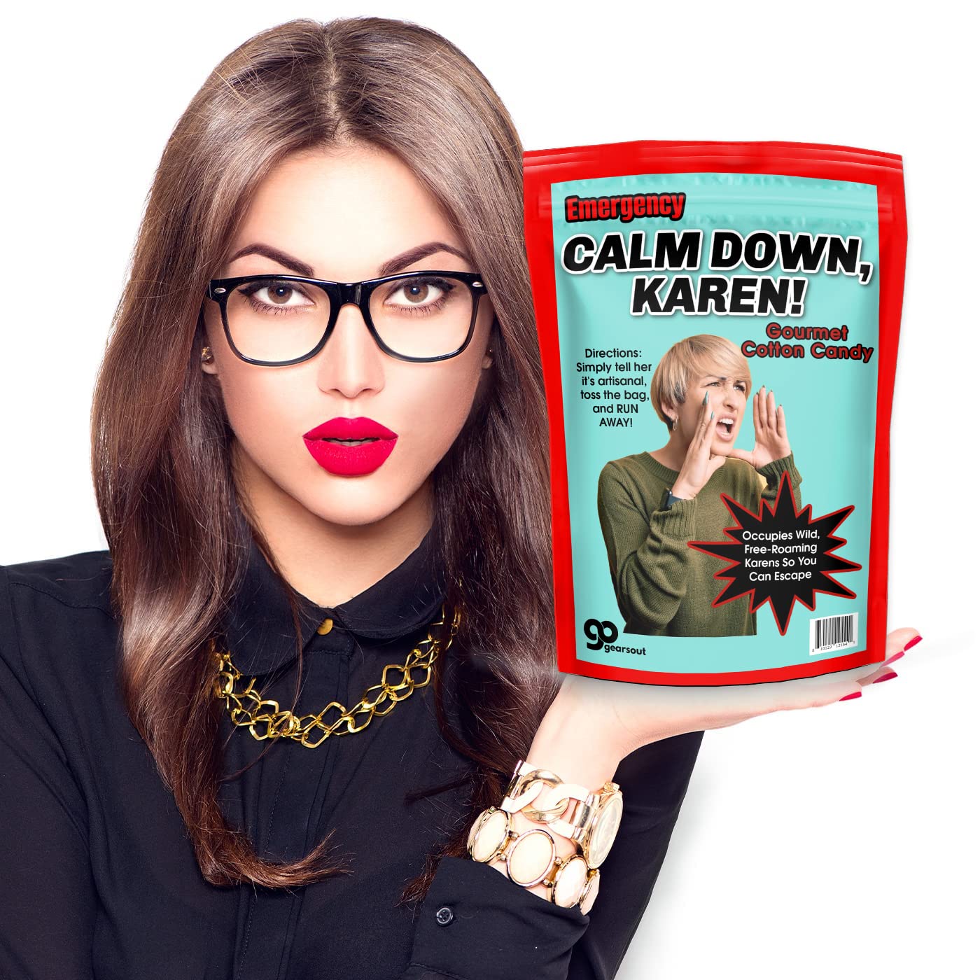 Calm Down Karen Cotton Candy - Funny People Karen Gifts - Gag Christmas Gifts for Women - Gourmet Strawberry Candy Floss Okay Boomer Sarcasm