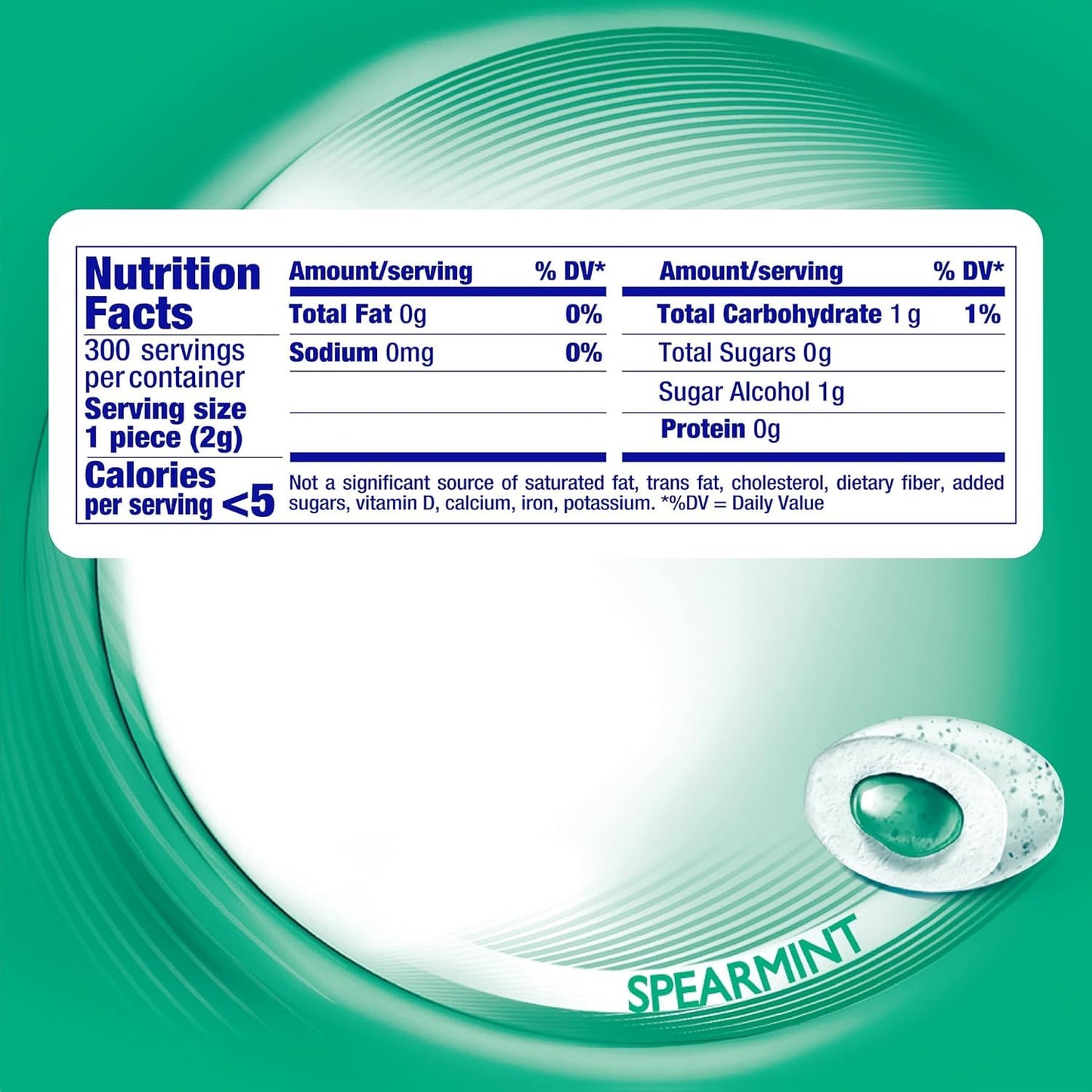 Mentos Pure Fresh Sugar Free Gum, Spearmint, 50 Piece Bottle, Pack of 6