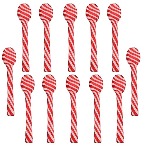 BCL 12 Count Peppermint Candy Cane Spoons, Mint Flavored Christmas Edible Spoon Candies for Hot Chocolate Marshmallows Party Goodies Bag Filler