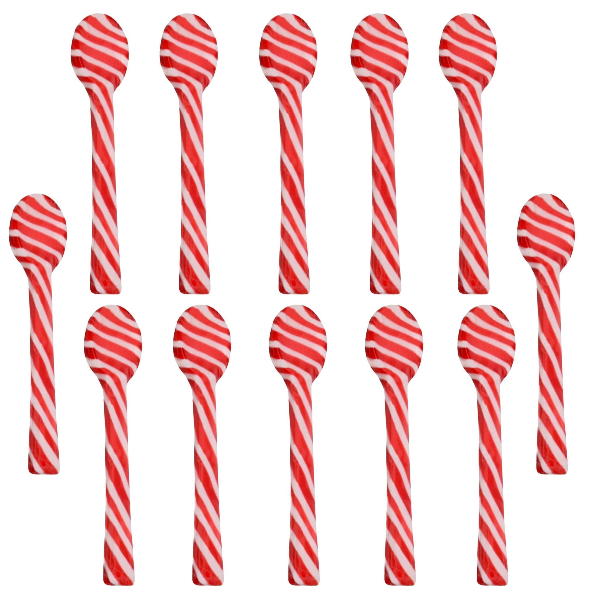 BCL 12 Count Peppermint Candy Cane Spoons, Mint Flavored Christmas Edible Spoon Candies for Hot Chocolate Marshmallows Party Goodies Bag Filler