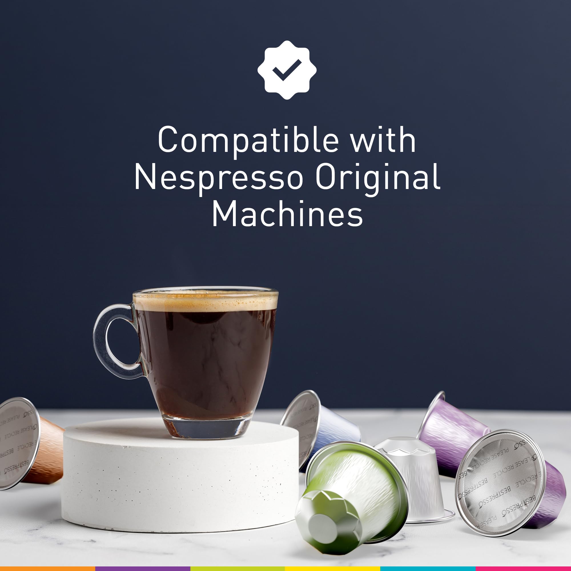 Bestpresso Coffee For Nespresso Original Machine 120 Aluminum Pods Certified Genuine Espresso Variety Pack Pods Compatible with Nespresso Original