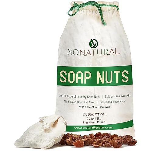 SoNatural Organic Soap Nuts Wash Bag Included - Deseeded Soap Berries | Hypoallergenic Laundry Detergent for Sensitive Skin & Baby Clothes| Fragrance