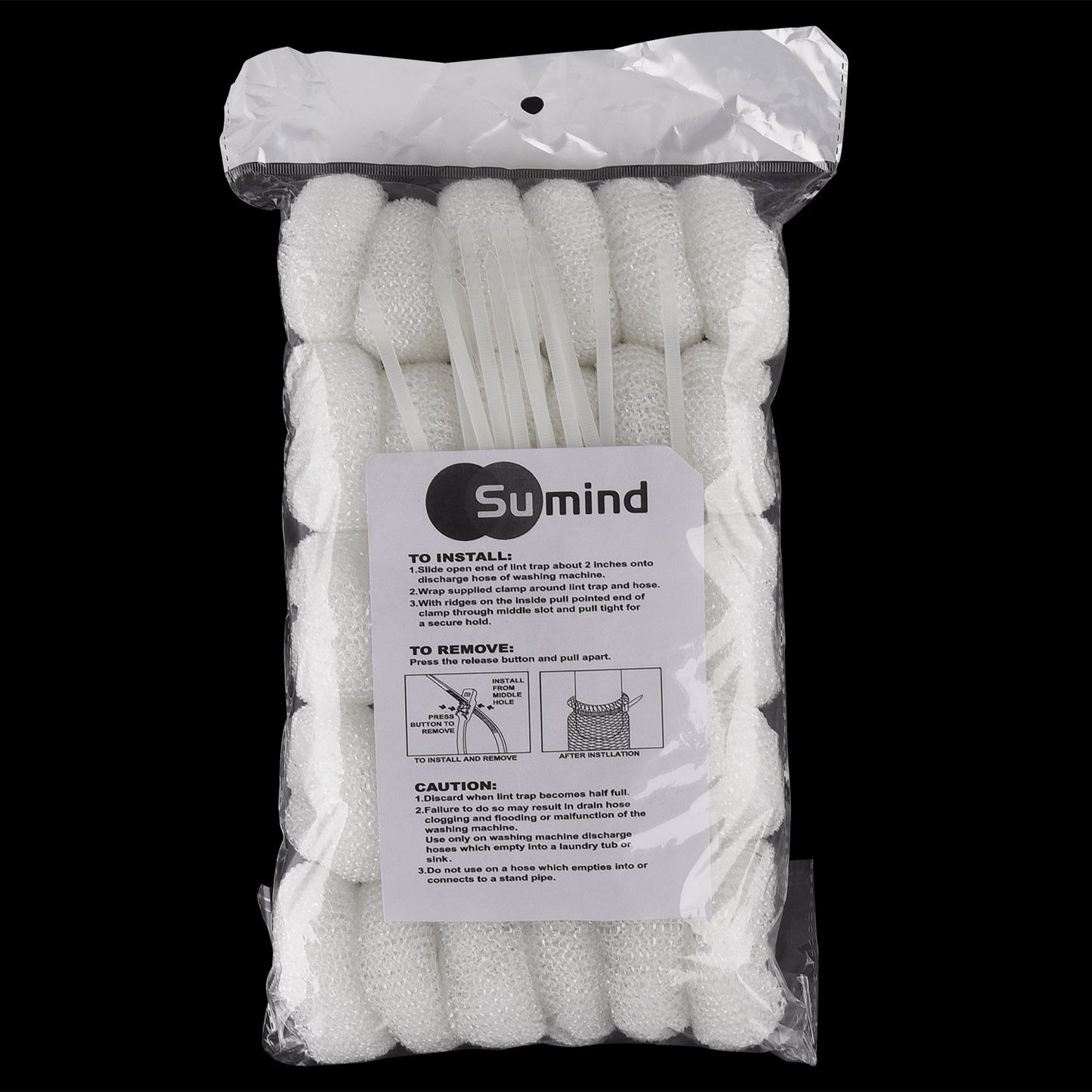 Sumind 30 Pack Nylon Lint Trap Washing Machine Fabric Mesh Snare Washer Lint Catcher with 30 Pack Cable Ties