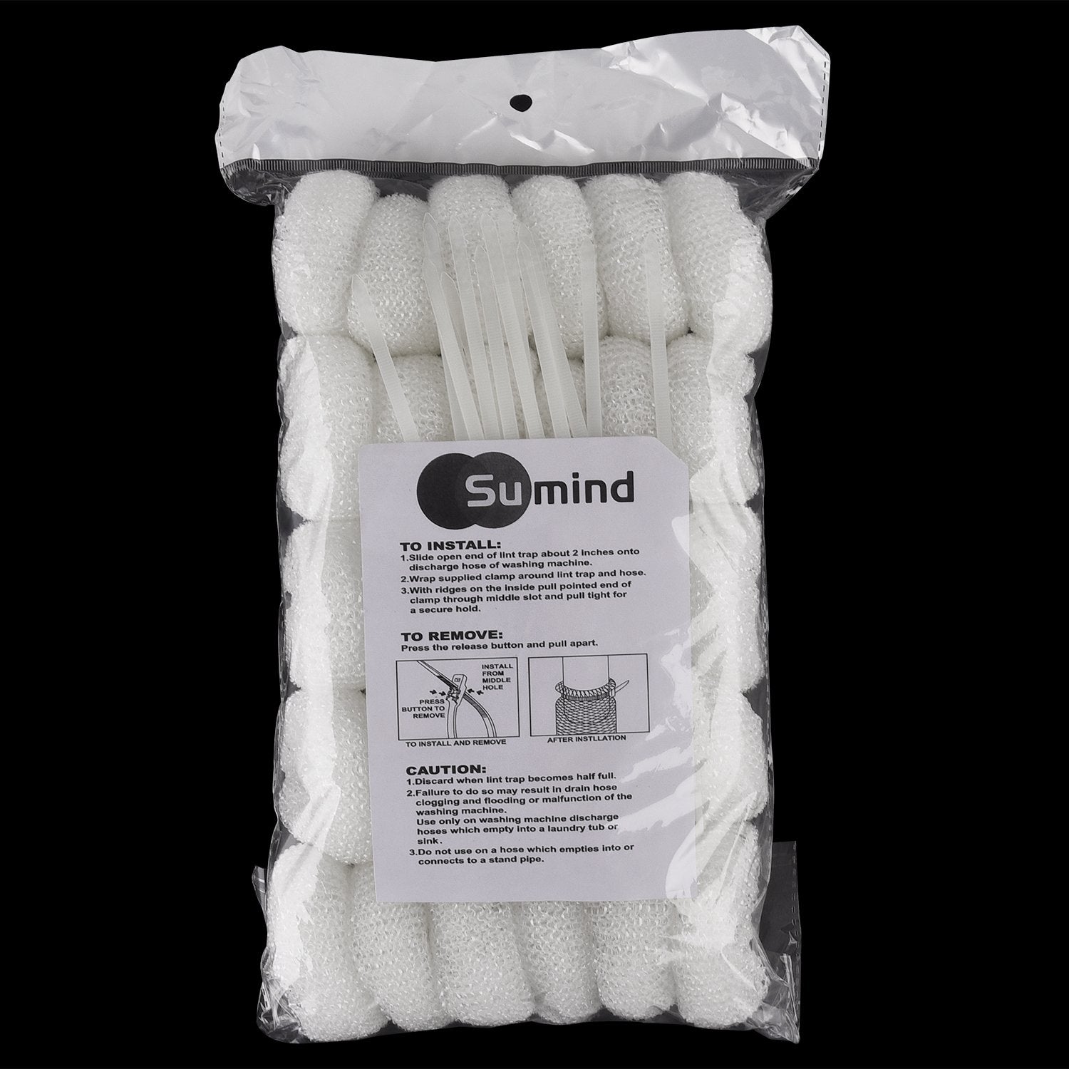 Sumind 30 Pack Nylon Lint Trap Washing Machine Fabric Mesh Snare Washer Lint Catcher with 30 Pack Cable Ties