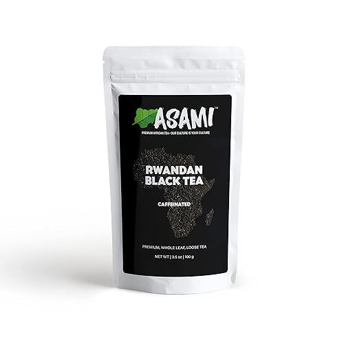 Asami Rwandan Black Tea 100g | Premium Organic Loose Leaf Black Tea | High Caffeine African Breakfast Pure Leaf Teas with Rich Malty & Smooth Honey