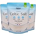 Sante Naturelle Celtic Salt Organic Fine Ground - 1.1lb (18oz) Pack of 3, Unrefined Organic French Sea Salt, Rich in 82+ Minerals Salt, 100% Natural