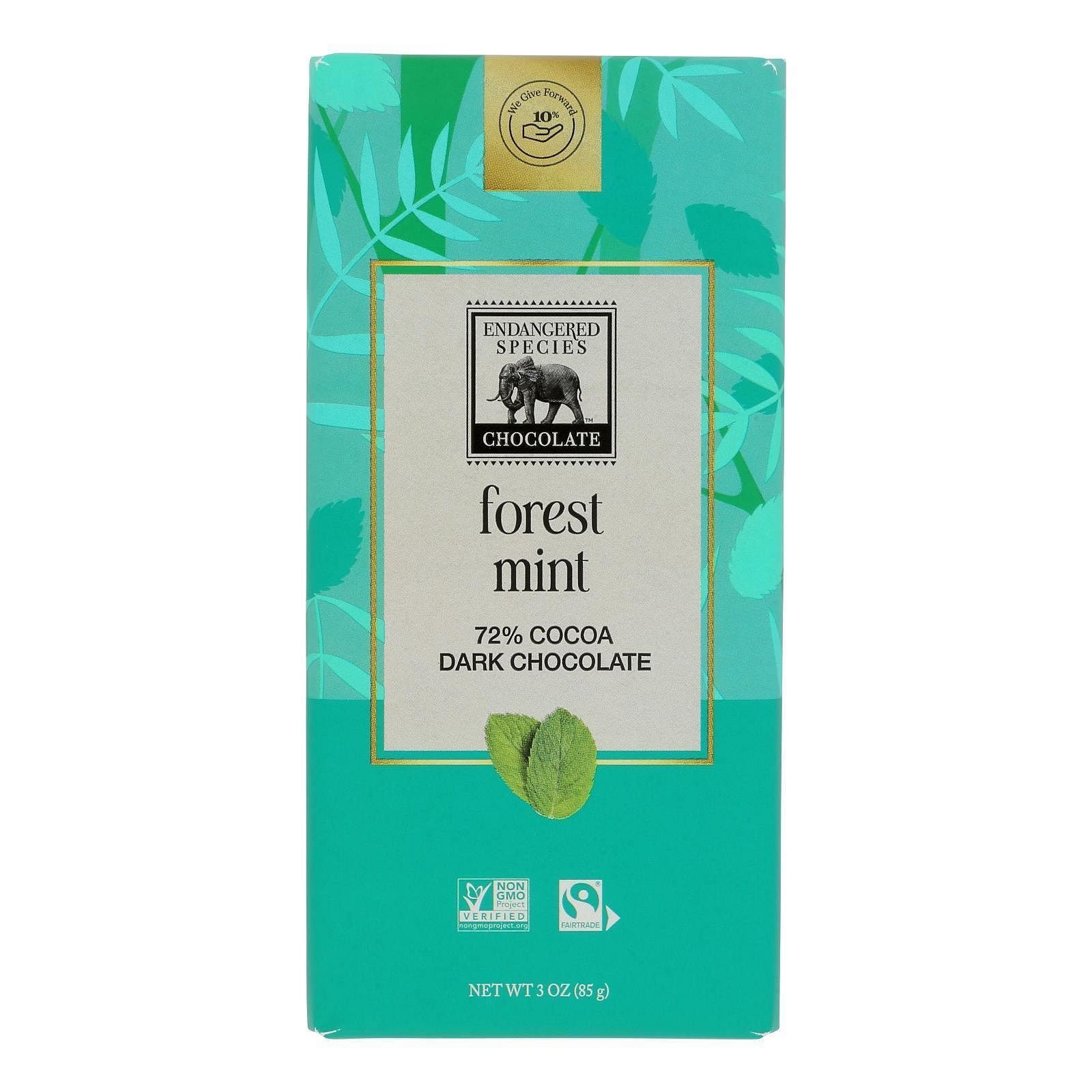 Endangered Species Dark Chocolate Bar Mint Rain Forest ( 12x3 Oz)