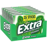 Long Lasting Flavor Spearmint Extra Gum 35 Sticks (Pack of 6), Sugar Free Chewing Gum Mega Pack, Spearmint Chewing Gum Bulk With Laiby Sticker