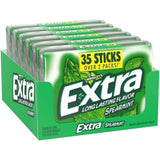 Long Lasting Flavor Spearmint Extra Gum 35 Sticks (Pack of 6), Sugar Free Chewing Gum Mega Pack, Spearmint Chewing Gum Bulk With Laiby Sticker