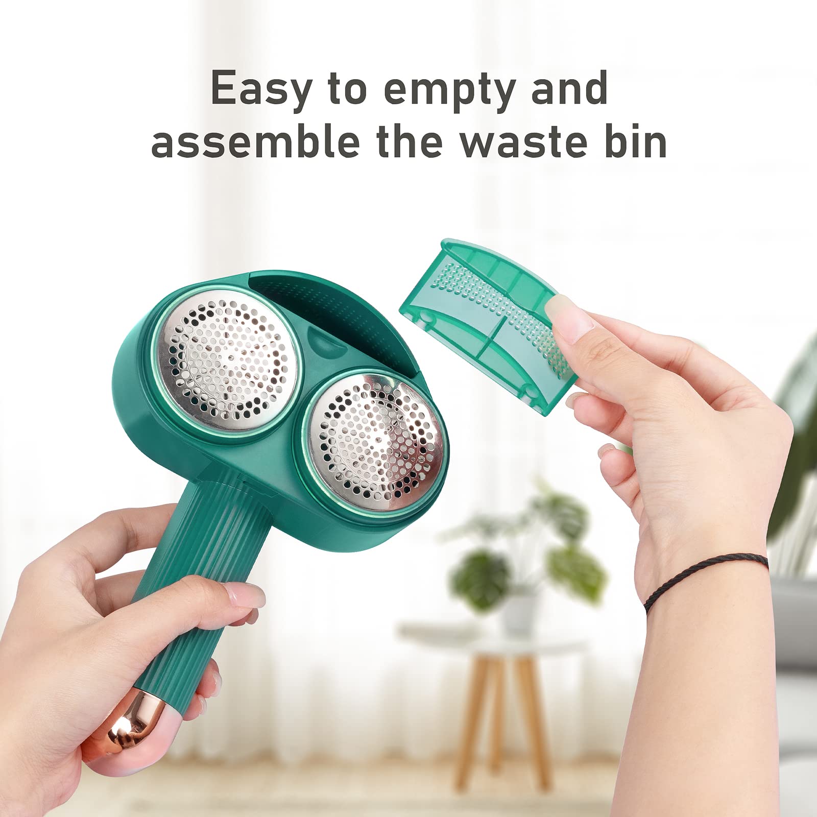 Fabric Shaver and Lint Remover, Dual-Head Lint Shaver Sweater Shaver with Dual-6-Leaf Blades, Rechargeable Electric Sweater Shaver Lint Ball Shaver