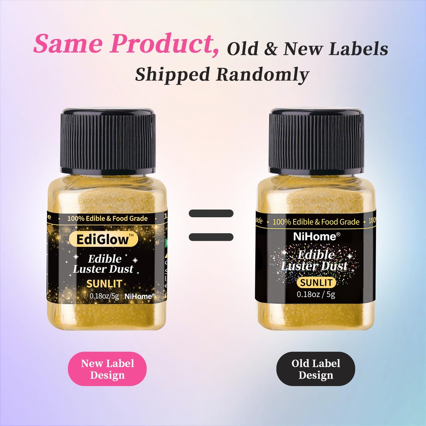 NiHome Edible Food-Grade Glimmer Powder Glitter Luster Dust Metallic Food Decorating Sprinkle Glimmery Dust for Drink Wine Beverage Cake Candy Dessert