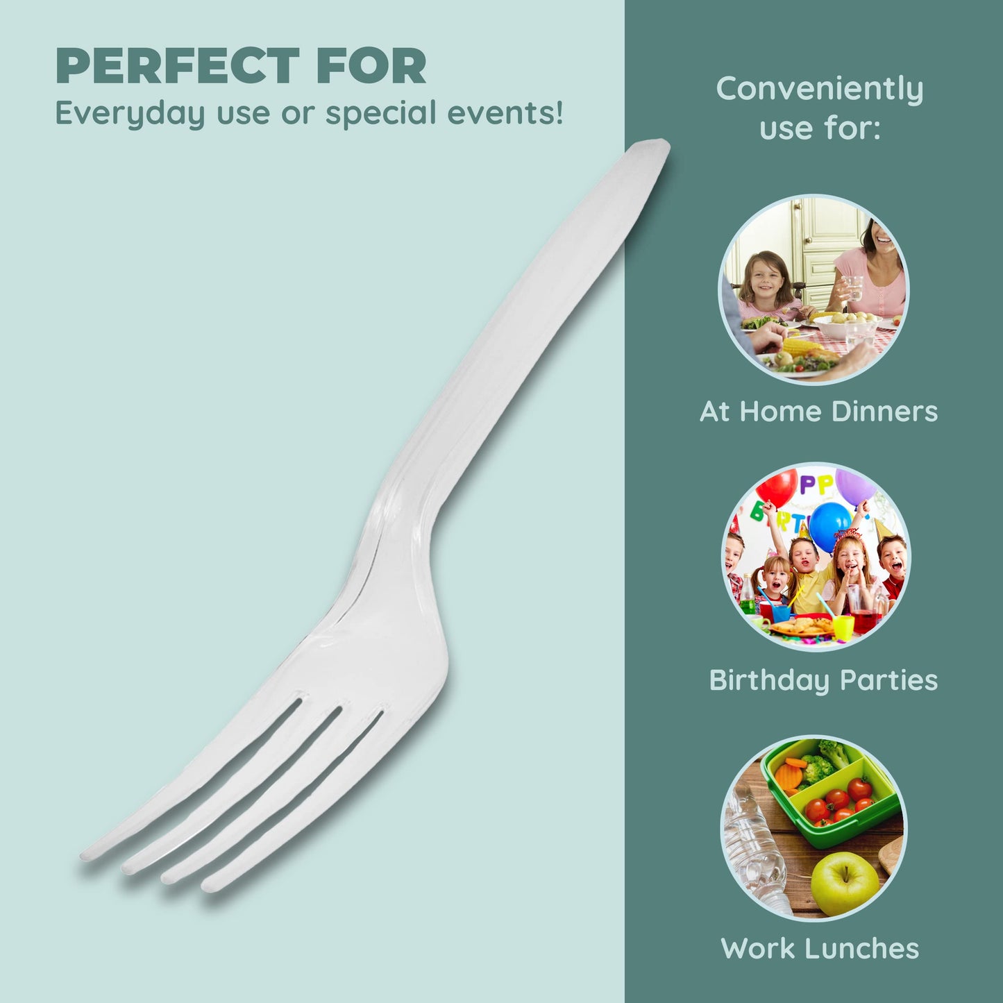 Disposable Clear Plastic Forks, Plastic Cutlery: Utensils for Parties, Picnics, Office Home & School - 300 Count