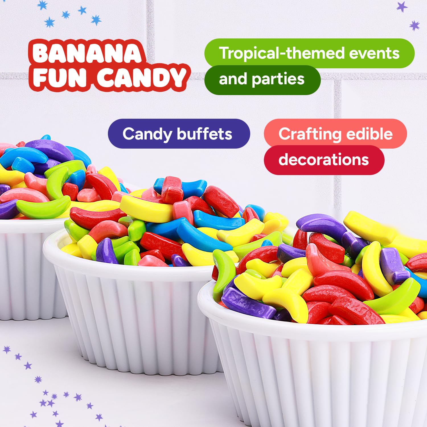 Bananas Runts Candy - 24.7 LB Hard Candy Bulk Gumball Machine Refills - Banana Candy for Cake Decorations Goody Bags Party Favors - Crazy Bananas