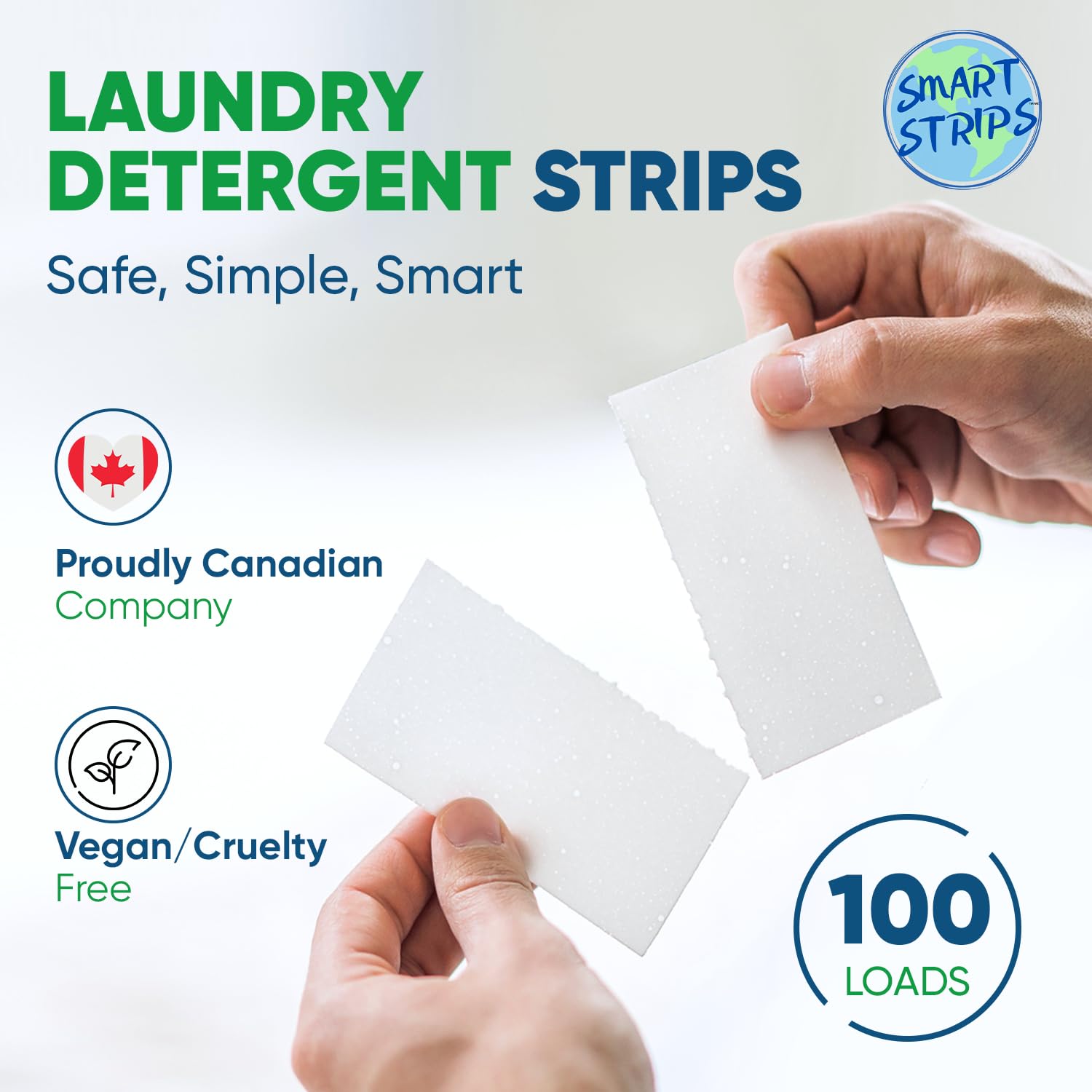 Smart Strips™ - Laundry Detergent Strips (100 Loads) - Hypoallergenic, Eco Friendly, Plastic-Free and Compostable Laundry Sheets. Ultra-Concentrated