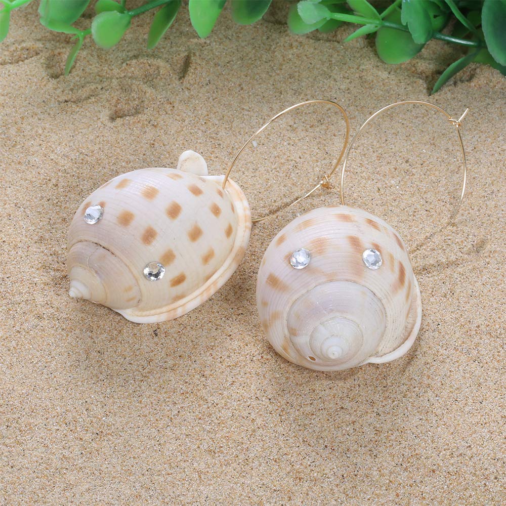 Summer new pure natural personality temperament super large diamond conch earrings female