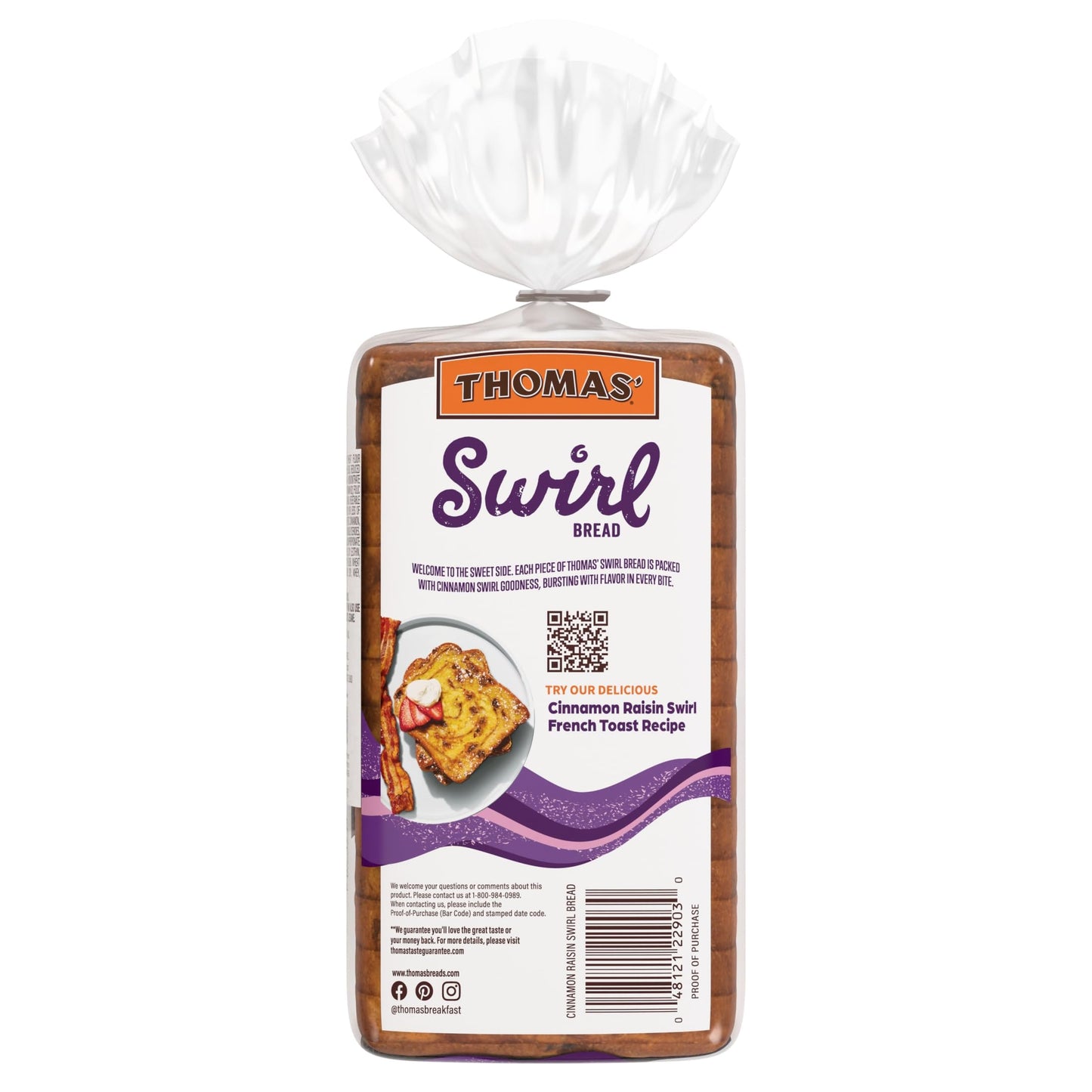 Thomas’ Cinnamon Raisin Swirl Bread, 16 Oz Cinnamon Raisin Bread Loaf