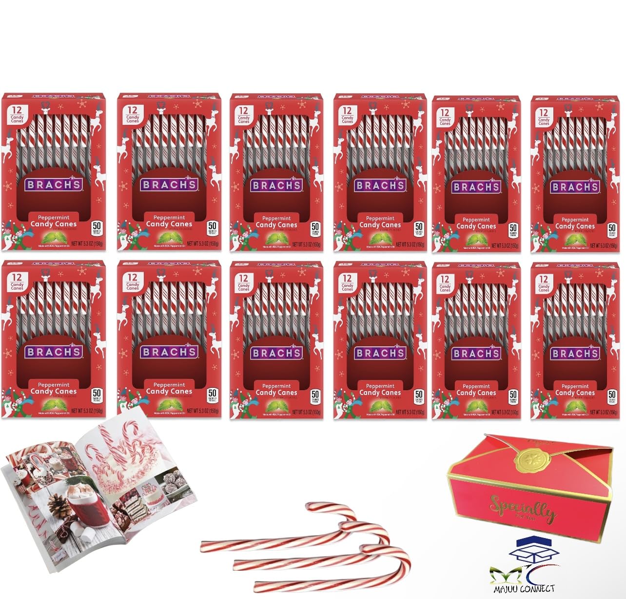 CANDY CANES - (144 COUNT), Peppermint Candy Canes, Individually Wrapped Bulk Candy Canes, For Holiday Classic Christmas Candy Bulk, Stocking Stuffer