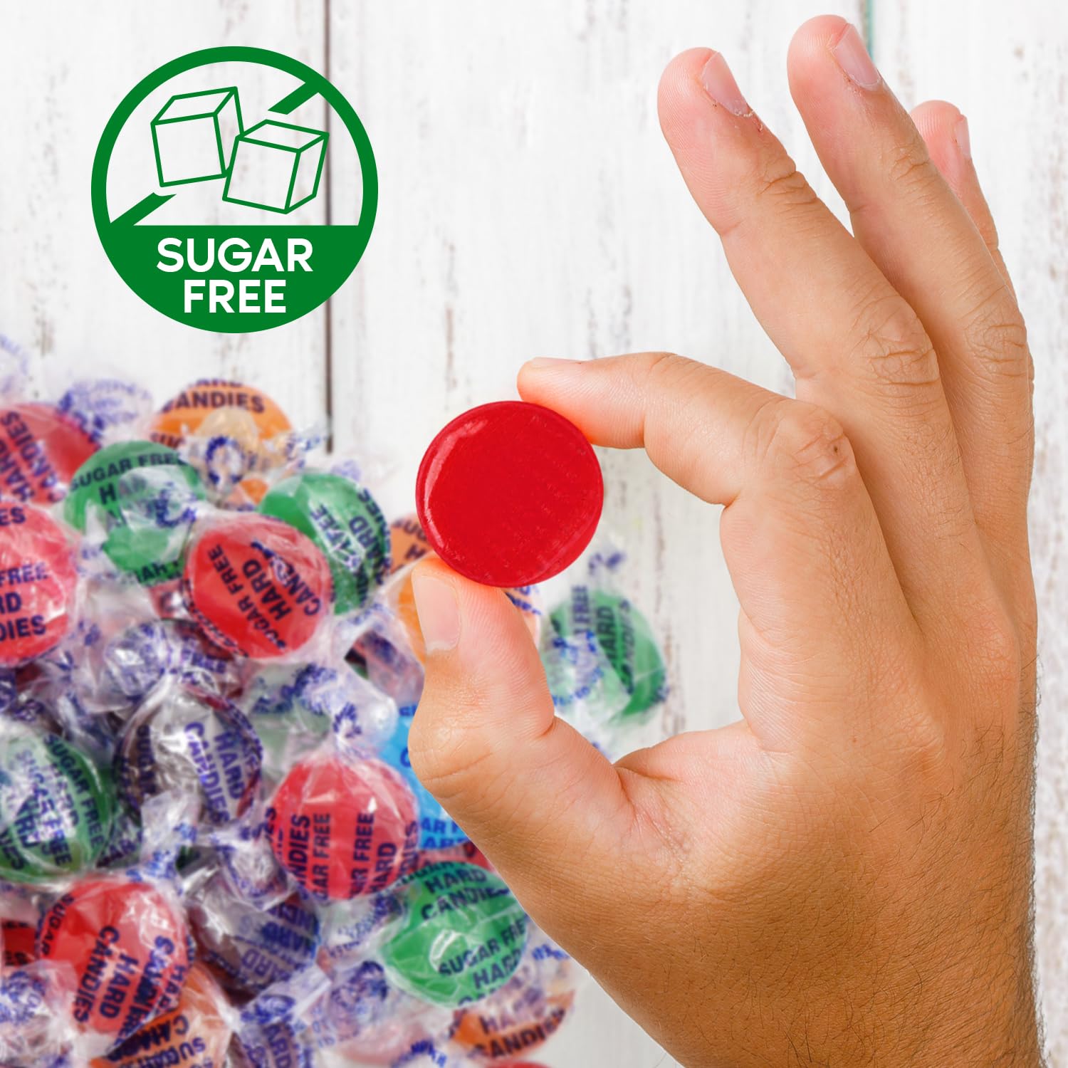 Sugar Free Hard Candy Assortment - 1 Pound Approx. 75 Individually Wrapped Fruity Flavored Holiday Sugar-Free Candy Discs Variety Bag For Snacks