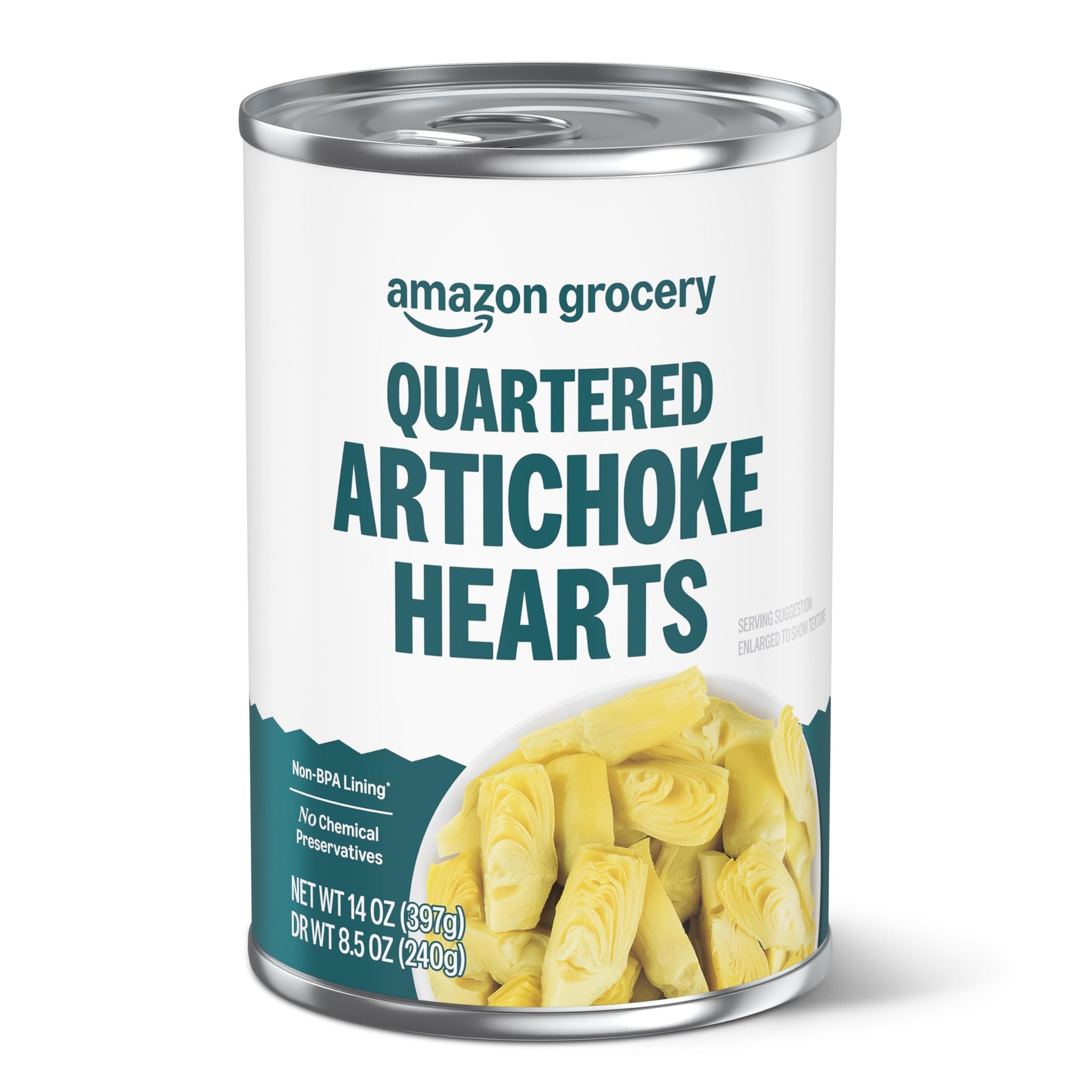 Amazon Grocery, Canned Artichoke Hearts, Quartered, 14 Oz