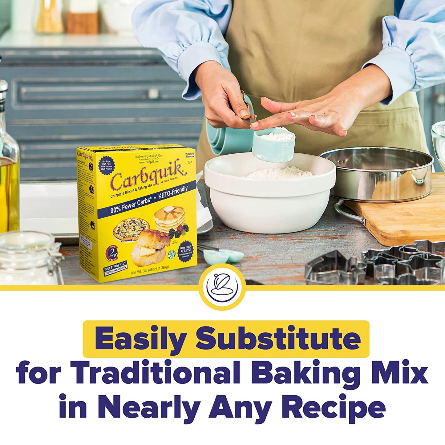Carbquik Biscuit & Baking Mix (3 lb) Mix for Keto Pancakes, Biscuits, Pizza Crust, Bread, and More - Keto Food - No Sugar - Low Carb - Nut Free