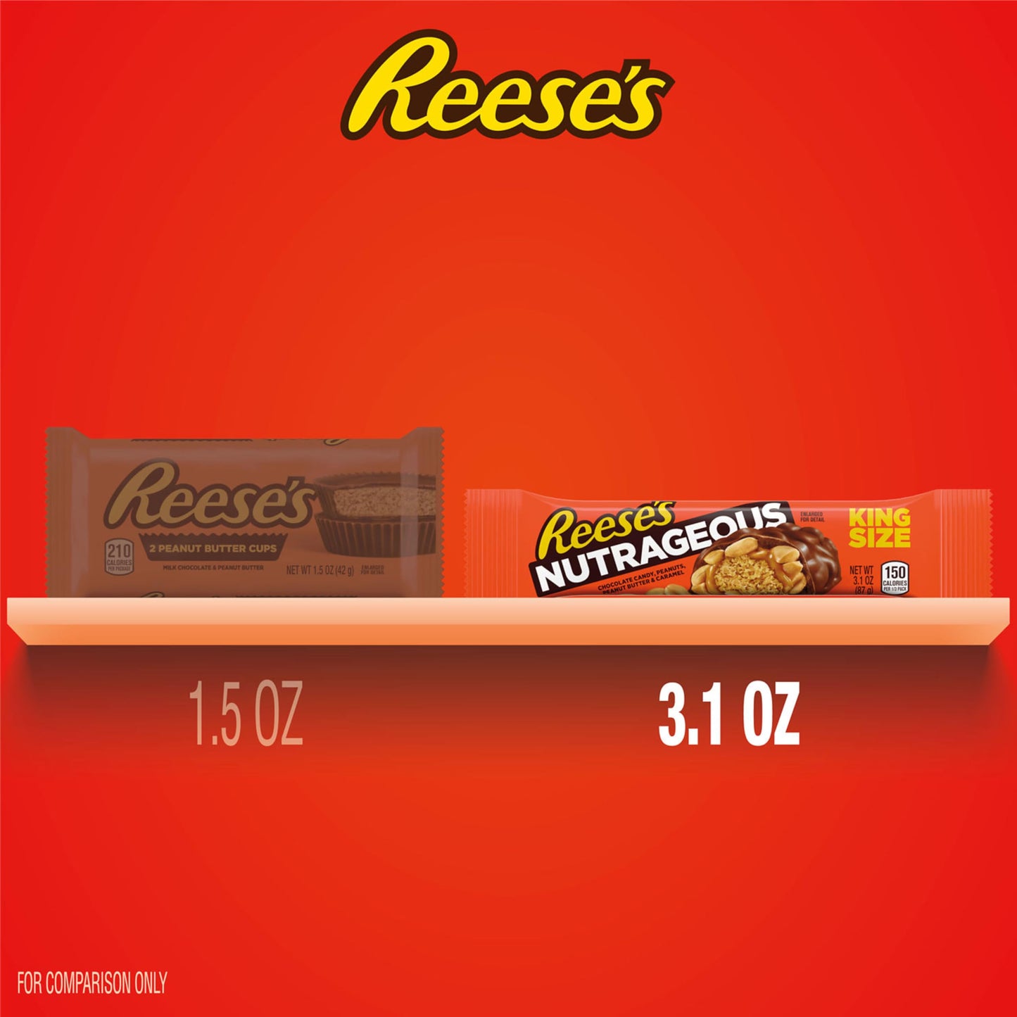 REESE'S NUTRAGEOUS Chocolate, Peanut Butter, Caramel and Peanut King Size, Candy Bars, 3.1 oz (18 Count)