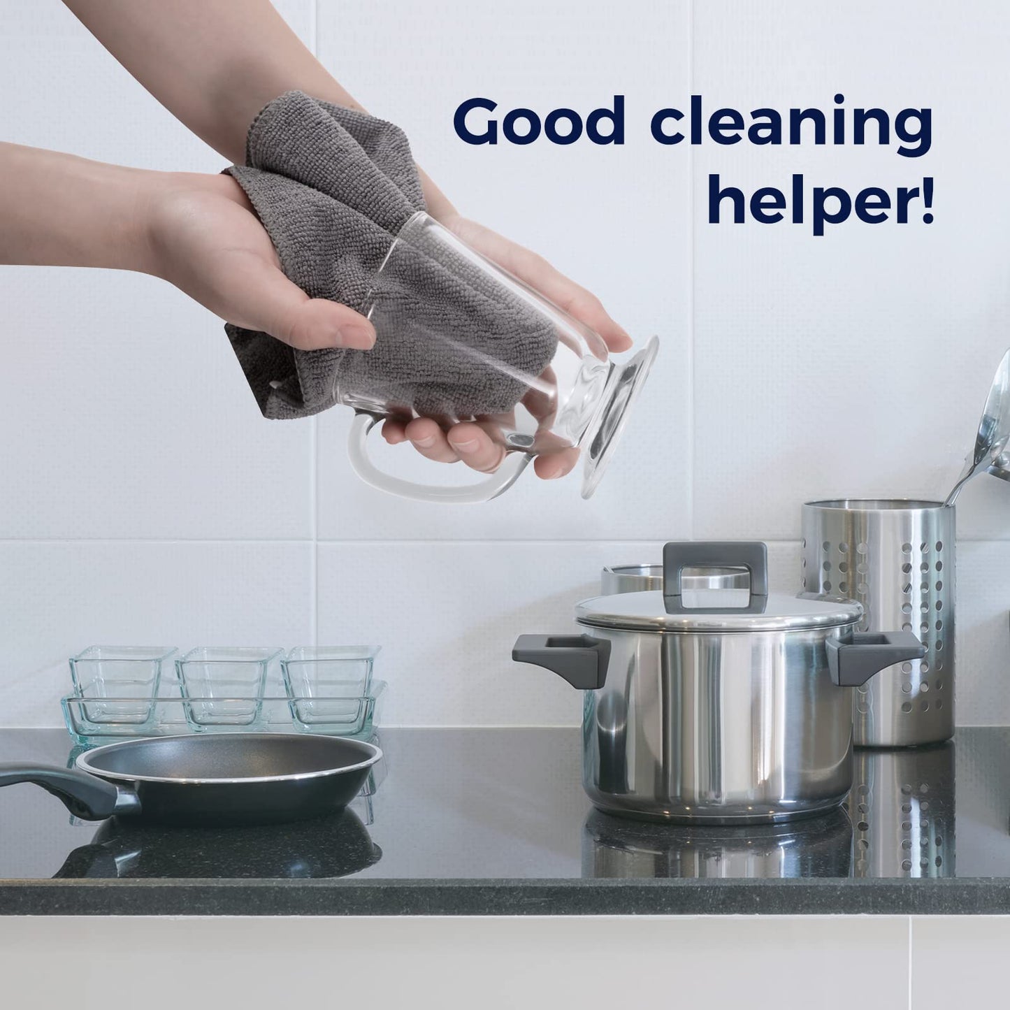CLICK CLEAN Microfiber Cleaning Cloths, 12-Pack, Size 12" x 16", Lint-Free, Streak-Free, Reusable Cleaning Towels for Cleaning Windows, Glass