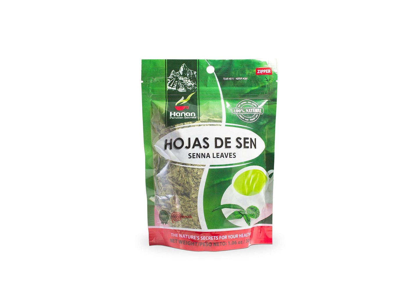 Hanan Peruvian Secrets Hojas de Sen Herbal Tea | 100% Natural Senna Leaves | 1.06oz / 30g | Naturally Aids in Gently Relieving Occasional Constipation