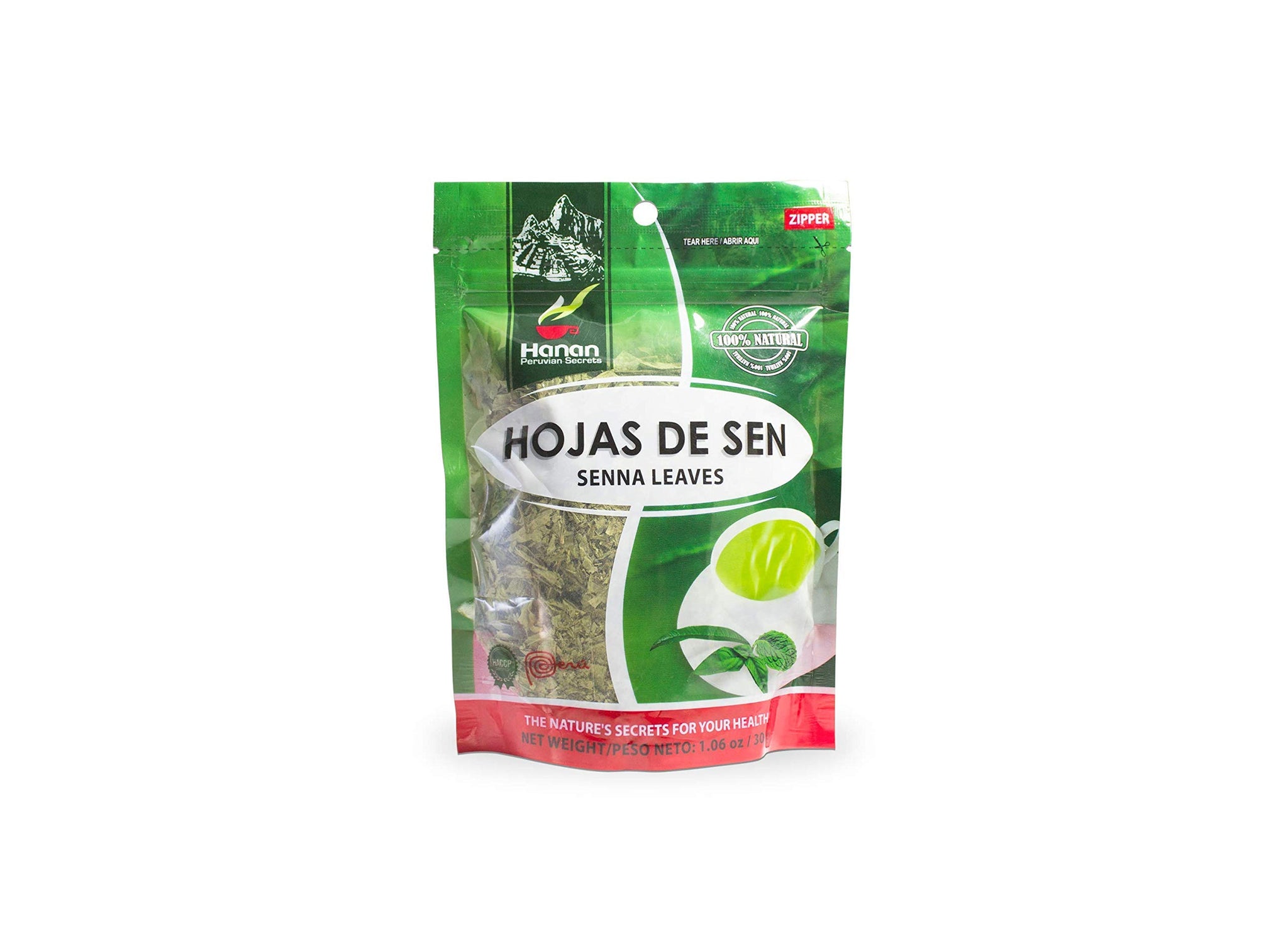 Hanan Peruvian Secrets Hojas de Sen Herbal Tea | 100% Natural Senna Leaves | 1.06oz / 30g | Naturally Aids in Gently Relieving Occasional Constipation
