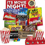 Movie Night Basket Gift Set - with Candy Variety Pack, Movie Trays, Movie Snacks & Popcorn Set - Gift Baskets For Families by Cheshire Gifts