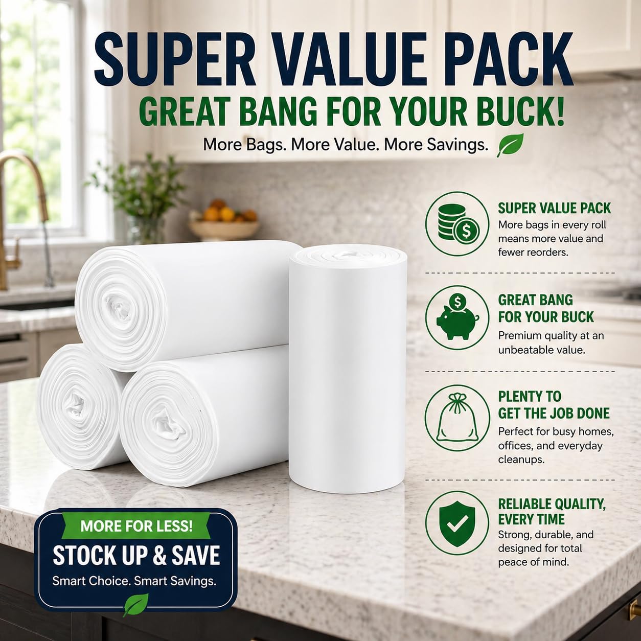 2.6 Gallon Clear Bathroom Trash Bags (240 Bags) 2 Gallon Small Garbage Bags 10 Liter Plastic Wastebasket Trash Can Liners for Home and Office Bins