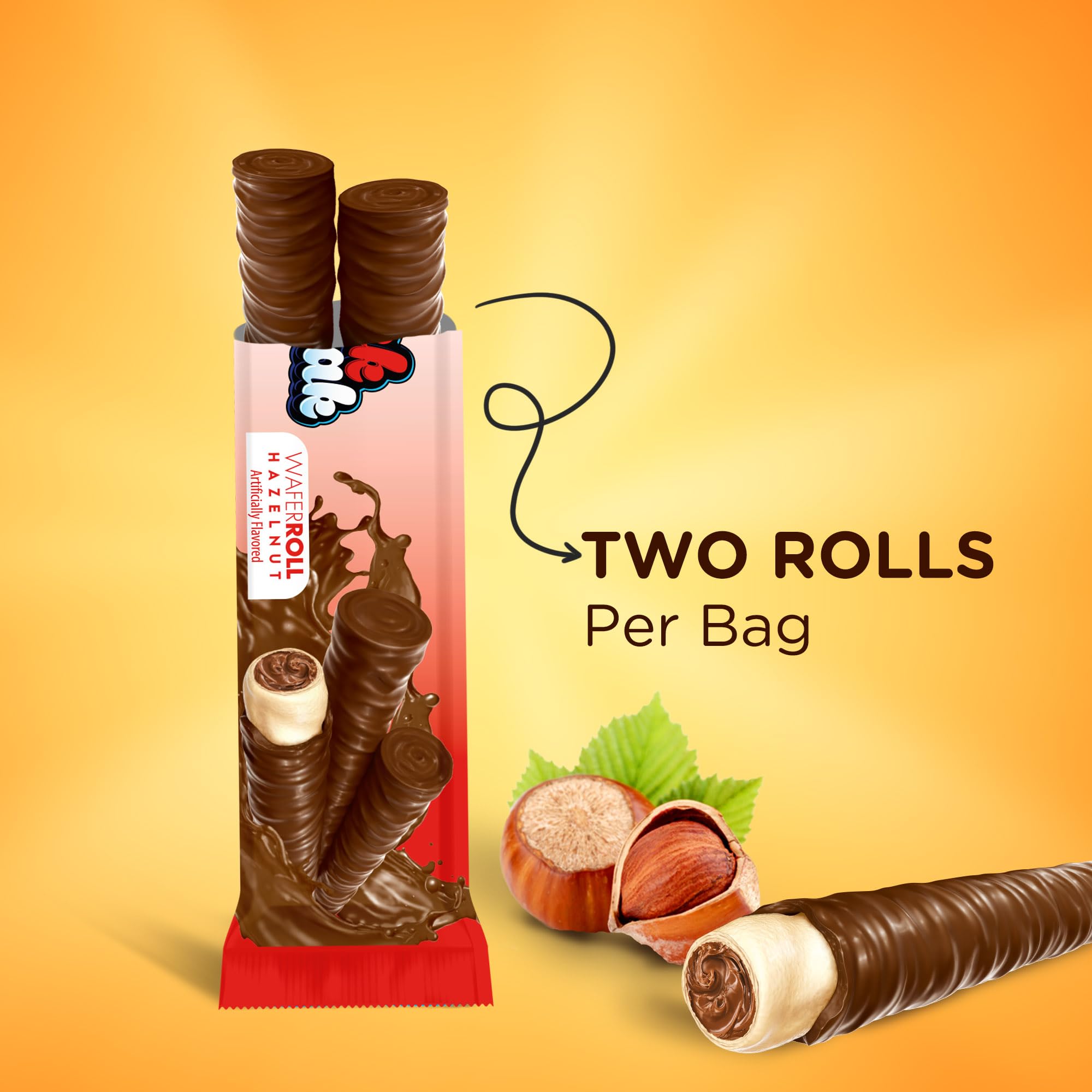 Snack Break Hazelnut Wafer Rolls, Cocoa Coated Crispy Rolled Wafer Cookies with Hazelnut Cream Filling, Individually Wrapped On-the-Go Snack, 24 Count