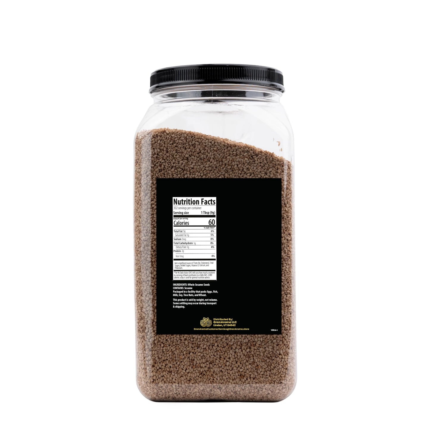 GranAroma Whole Sesame Seeds, Whole, Raw & Unhulled, Crunchy (6 Pound)