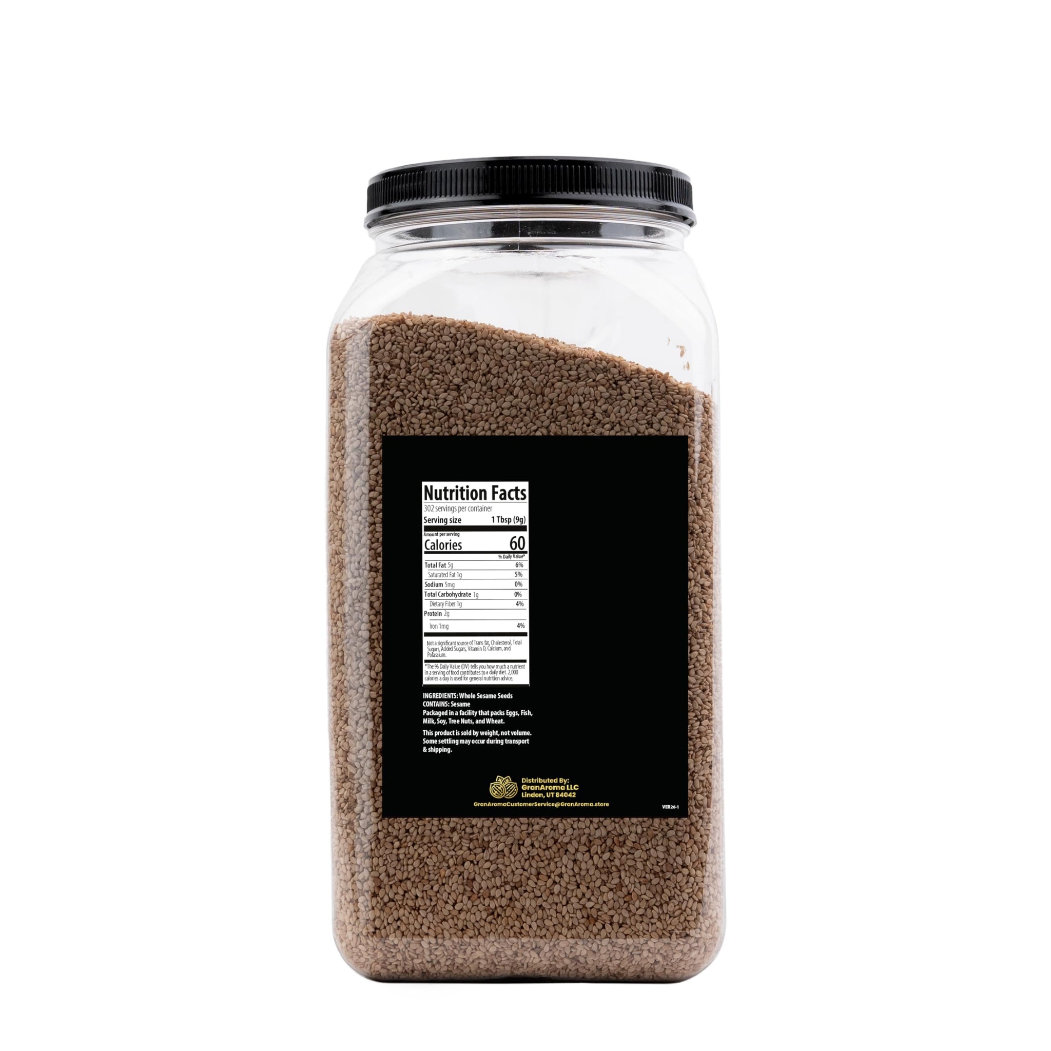 GranAroma Whole Sesame Seeds, Whole, Raw & Unhulled, Crunchy (6 Pound)