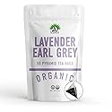 Lavender Earl Grey Black Tea - 100% Certified Organic - 50 Pyramid Tea Bags Sachets in a Resealable Bag