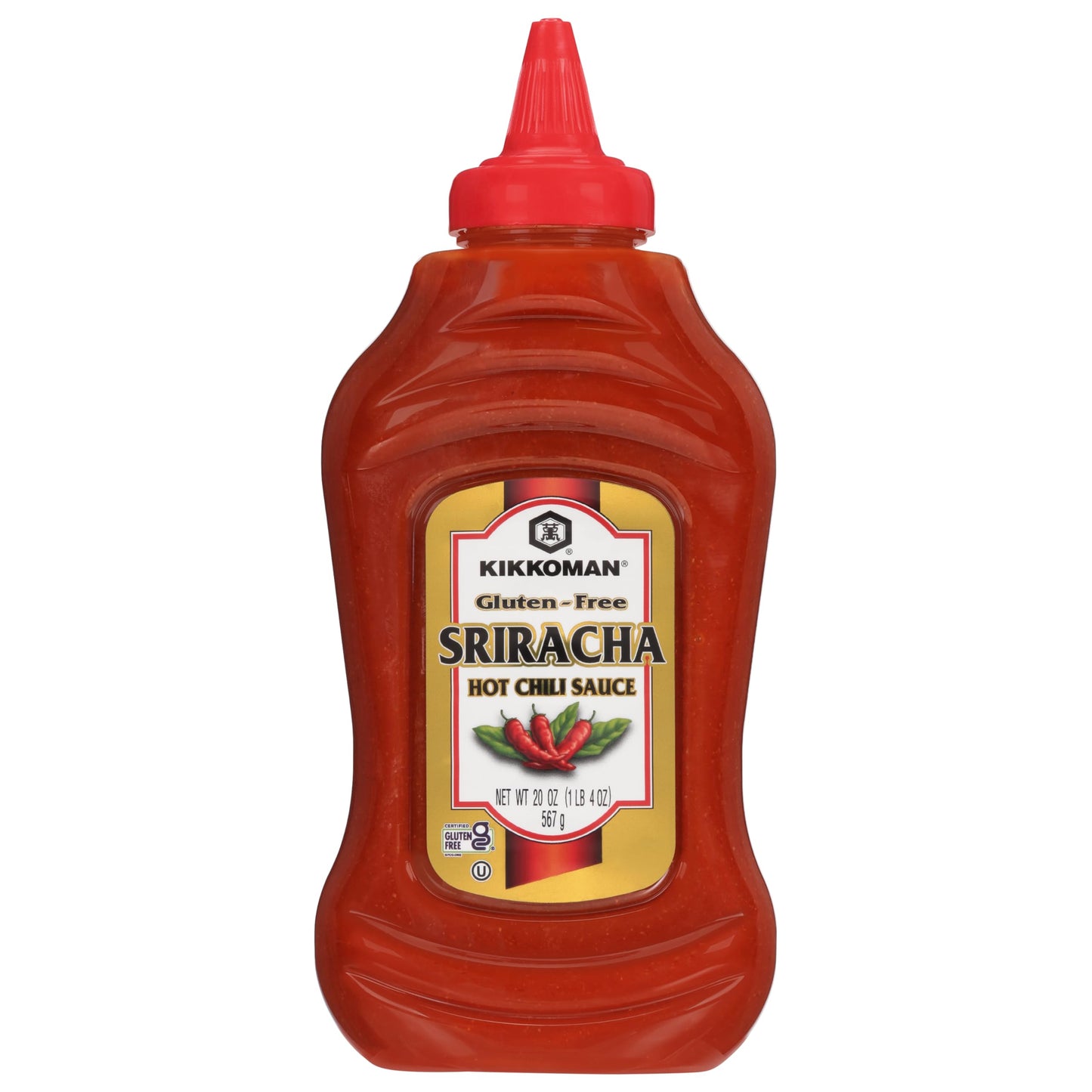 Kikkoman 00740 Gluten-Free Sriracha Hot Chili Sauce, 20 oz - Perfectly Balanced Heat and Sweetness, Infused with Kikkoman®Tamari Soy Sauce, Certified