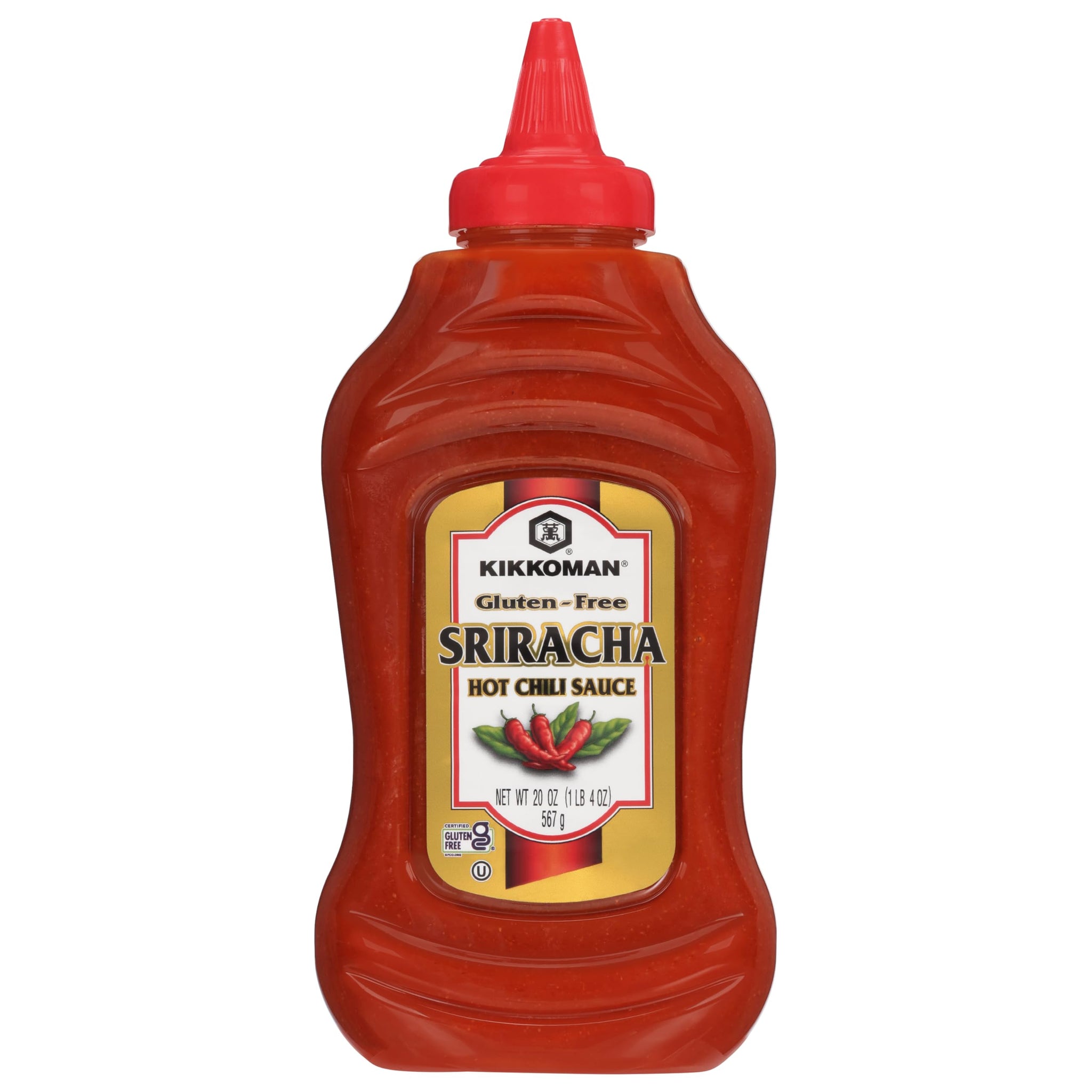 Kikkoman 00740 Gluten-Free Sriracha Hot Chili Sauce, 20 oz - Perfectly Balanced Heat and Sweetness, Infused with Kikkoman®Tamari Soy Sauce, Certified