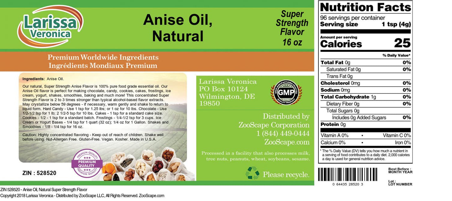 Anise Oil, Natural Super Strength Flavor (16 oz, ZIN: 528520) - 2 Pack