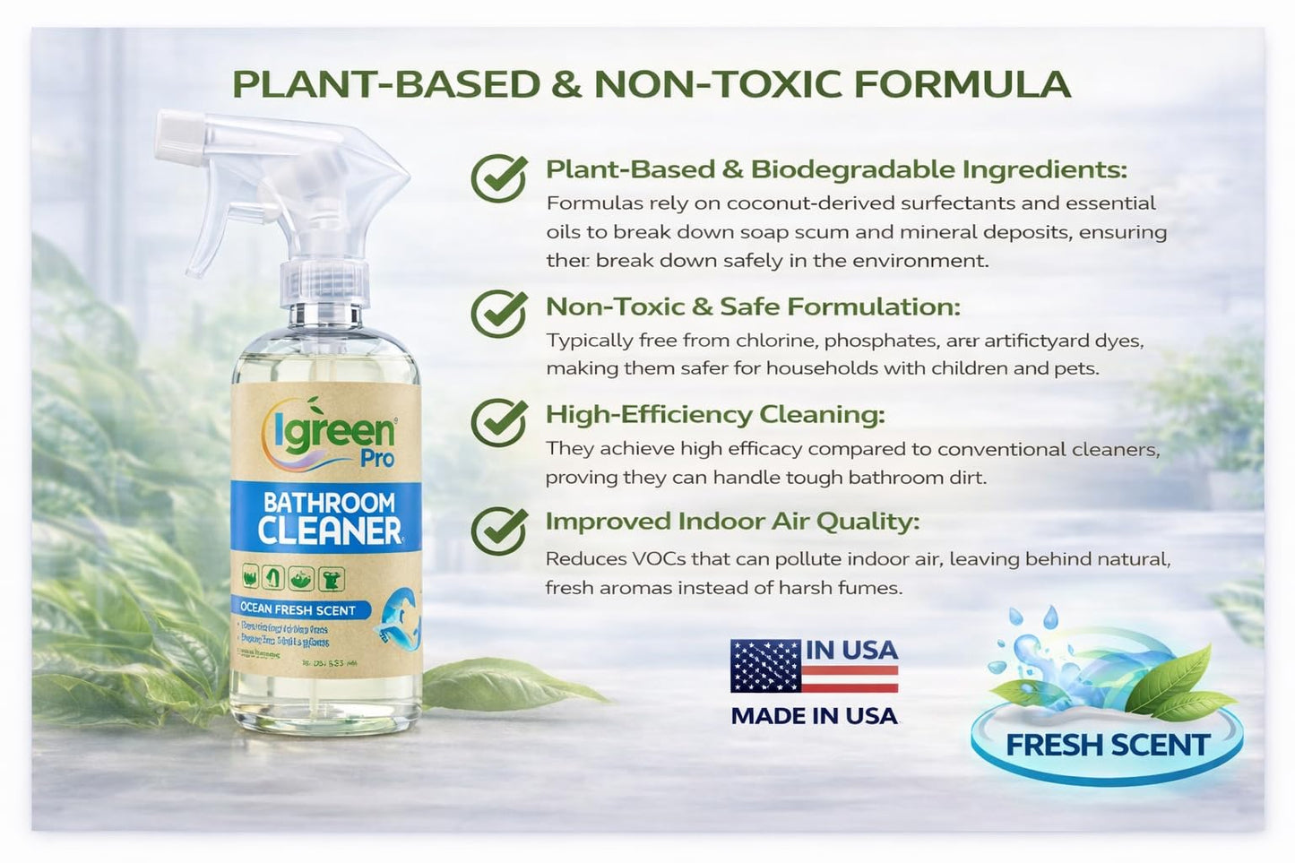 One Eco Friendly Bathroom Cleaner, Eco-Friendly, Scented, No Colors 16 Ounces