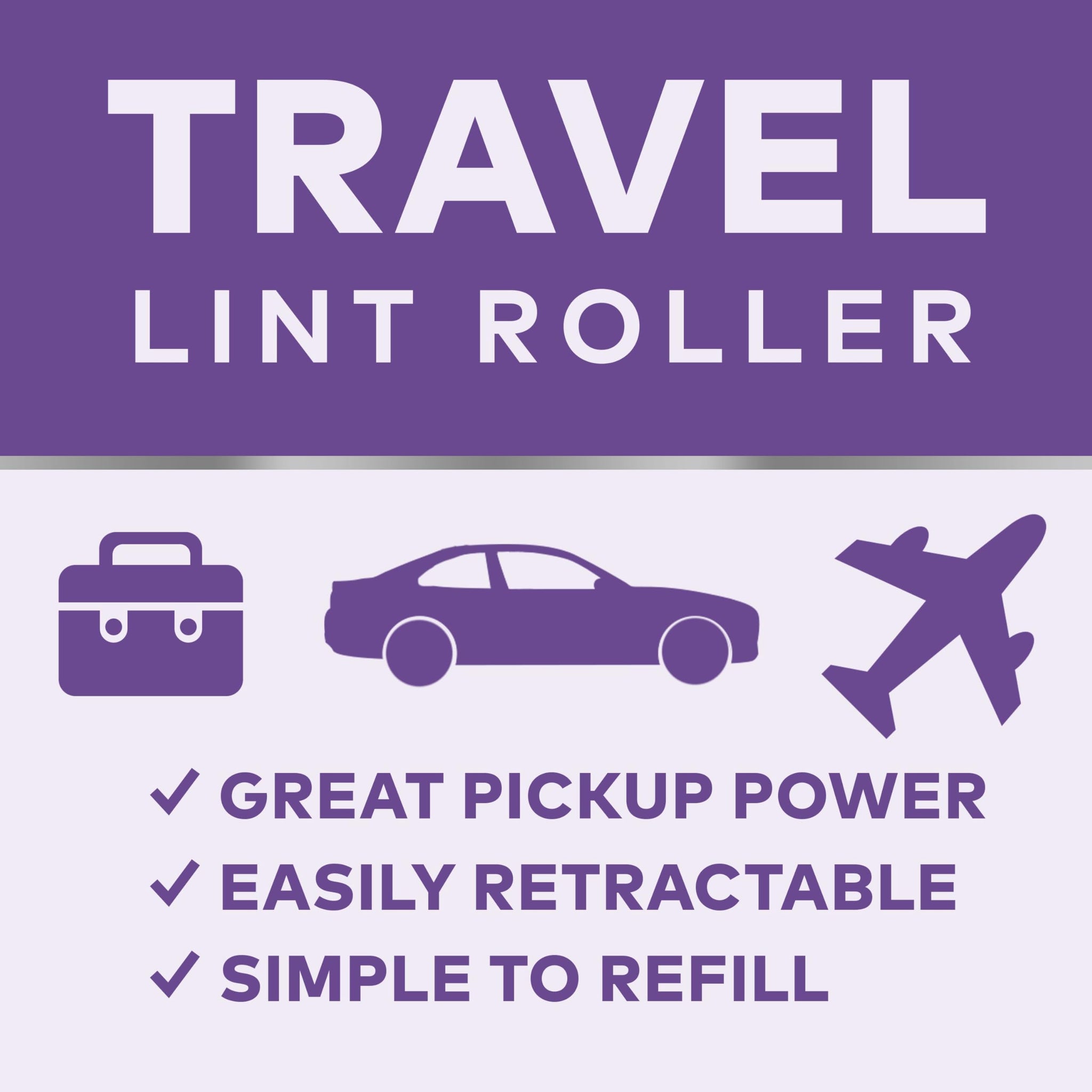 Scotch-Brite Retractable Lint Rollers 3-Pack, Portable Travel-Size Lint Removers for Pet Hair on Clothes, Furniture & Car, 3 in x 8.5 in Mini Rollers