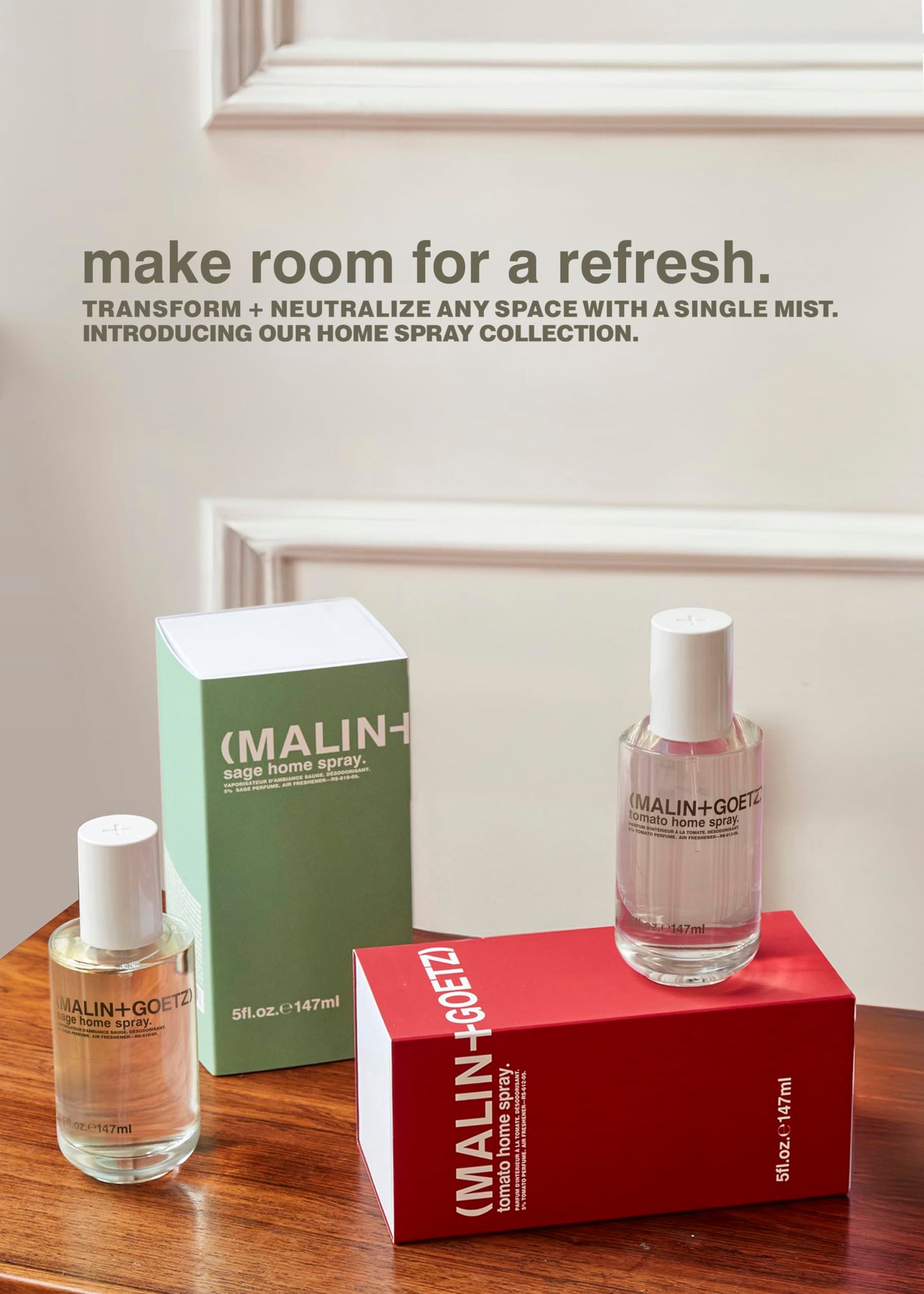 Malin + Goetz Sage Home Spray, 5 Oz., Alcohol-Free Odor Absorber, Natural Ingredients, Use in Any Space Including Bathroom, Kitchen, and Living Room
