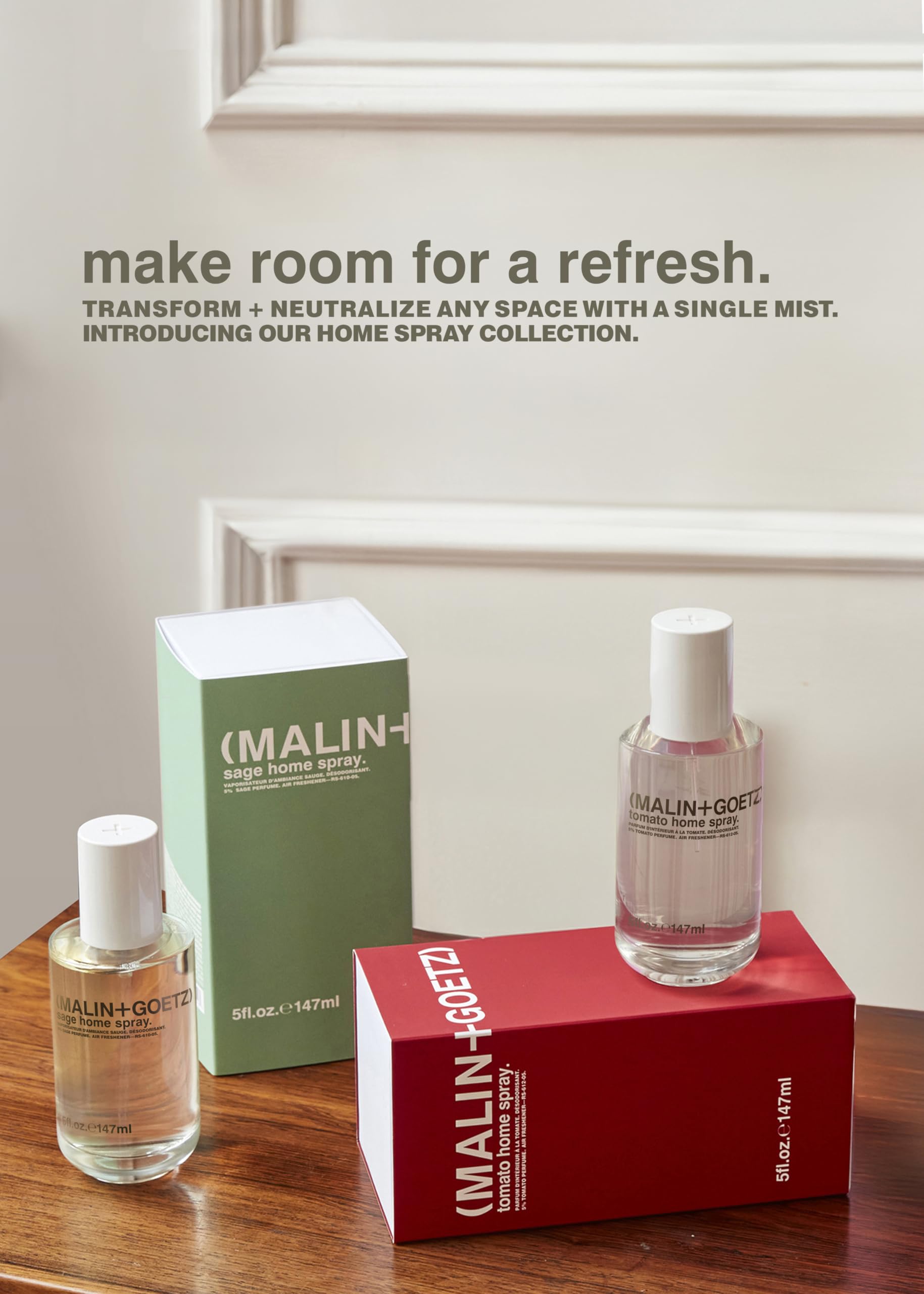 Malin + Goetz Sage Home Spray, 5 Oz., Alcohol-Free Odor Absorber, Natural Ingredients, Use in Any Space Including Bathroom, Kitchen, and Living Room