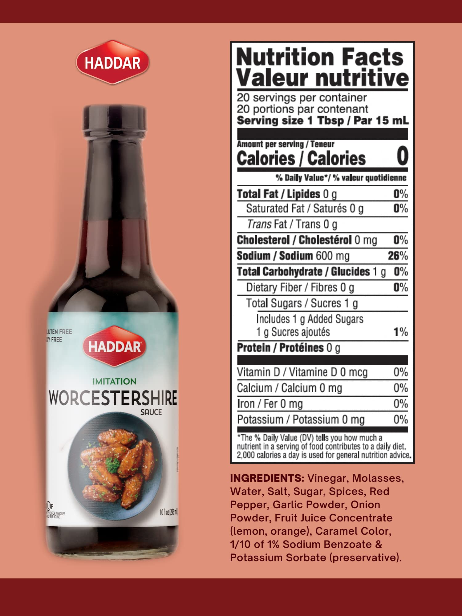 Haddar Vegan Friendly Worcestershire Sauce 10oz (2 Pack) | Vegan, Fish Free, Gluten Free, Soy Free, Kosher for Passover
