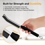 Masgarlan Crevice Cleaning Brush 3 Pack, Stainless Steel Bristle Support Rod, Rust-Resistant & Durable, Rounded Protective Head, Stiff Bristles