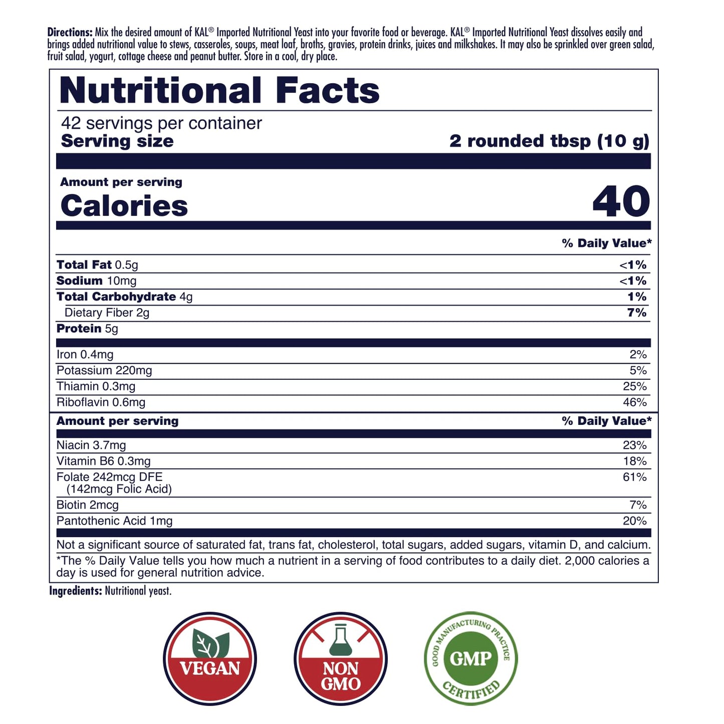 KAL Imported Yeast Flakes, 14.8 Ounce