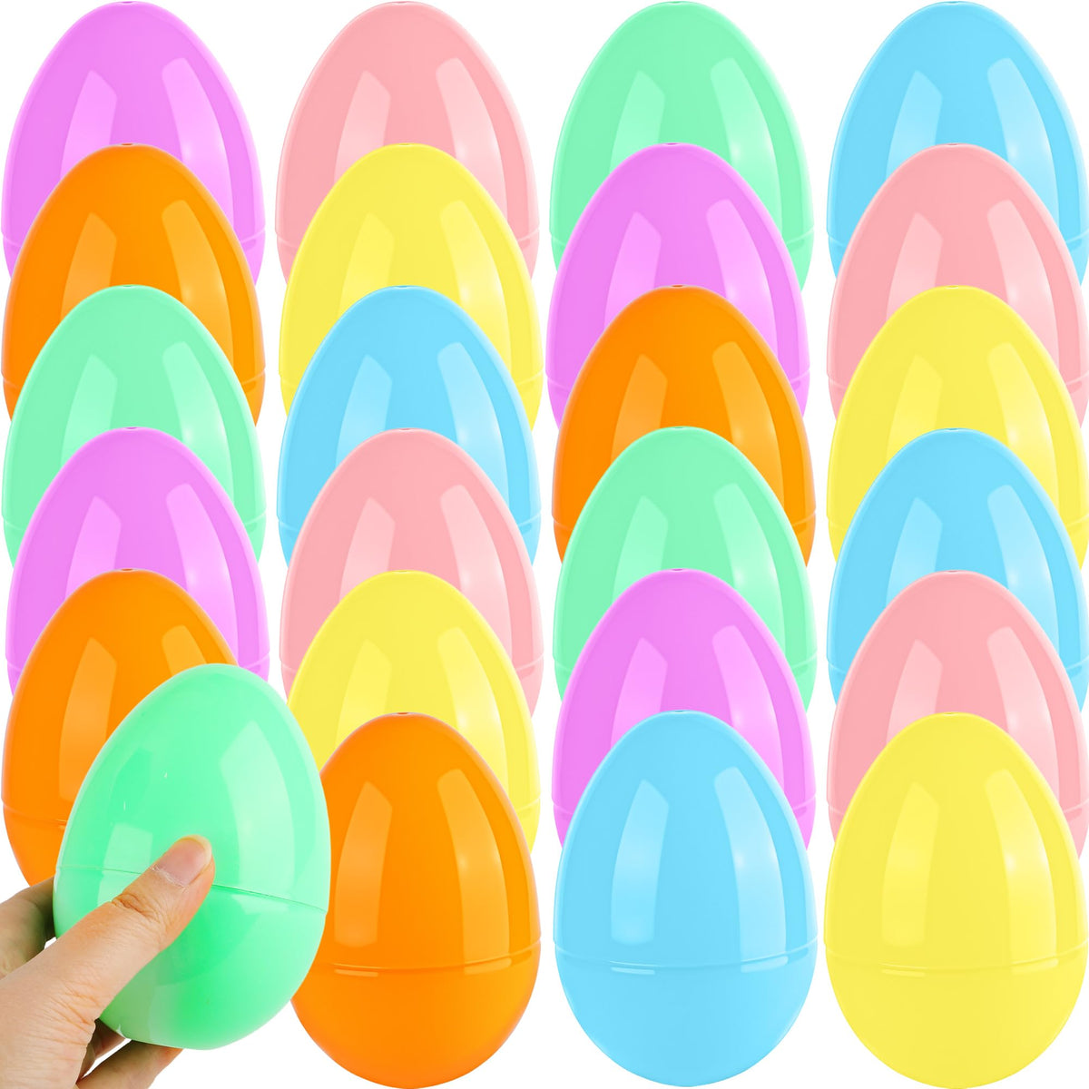 Barblog 24 Pcs 5 Inch/ 6 Inch Plastic Easter Eggs Fillable Macarons Plastic Eggs Large Empty Egg for Easter Filling Treats, Gift Baskets (Macarons? 6
