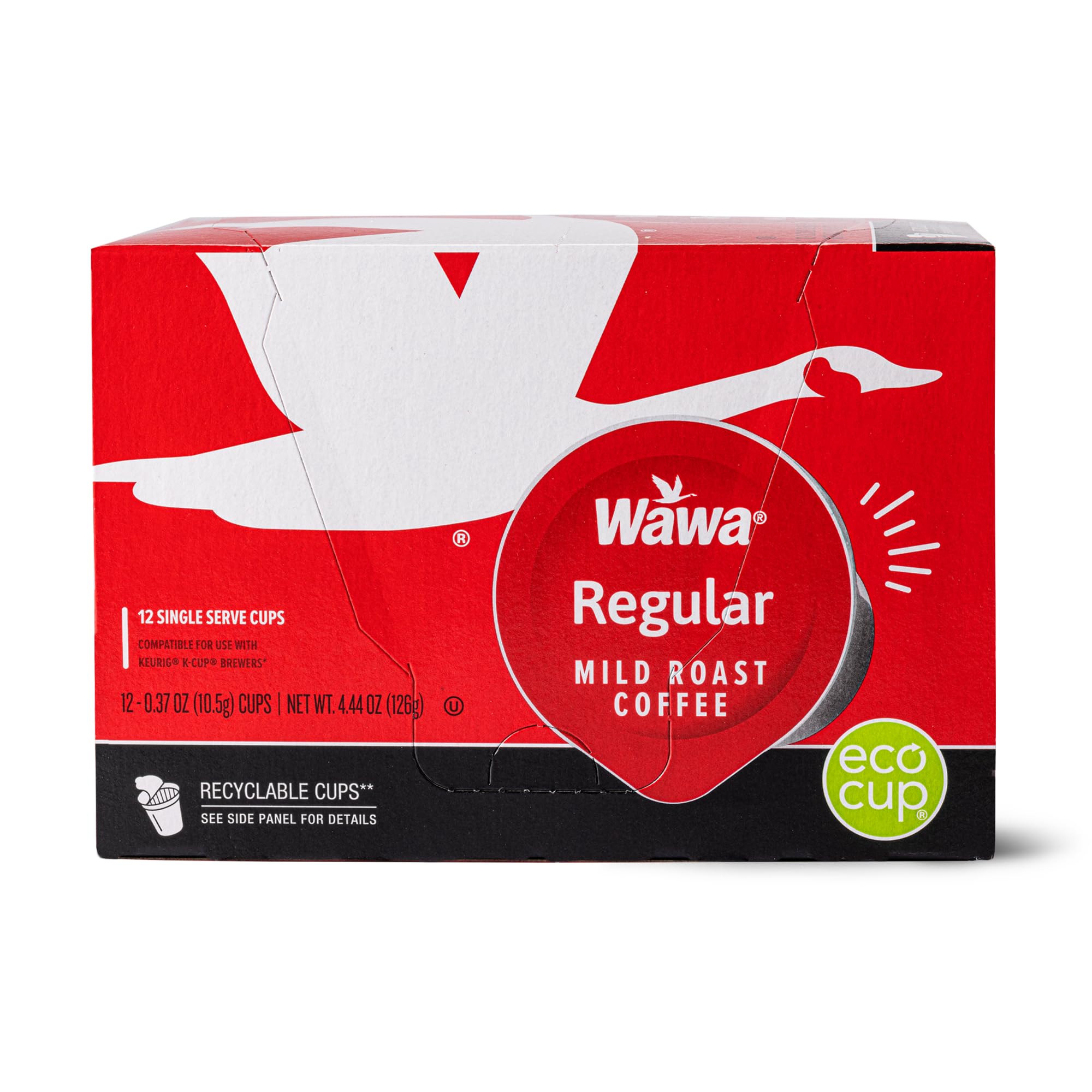 Wawa Mild Roast Single Cup Coffee Pods, 12 Pods, 1 Box, Regular Smooth & Balanced Classic Blend, Single Serve, Slightly Sweet, 100% More Responsibly