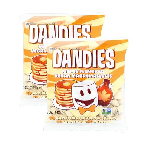 Dandies Maple Vegan Marshmallows, No Artificial Flavorings, Food Dyes, Corn Syrup, or Gelatin, Perfect for Roasting, S’mores, or Snacking (Maple, 2